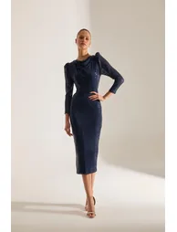 Plunging Neckline Pencil Skirt Glitter Sequin Engagement Dress - 2
