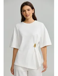 Oversized T Shirt With Side Buckle - 1