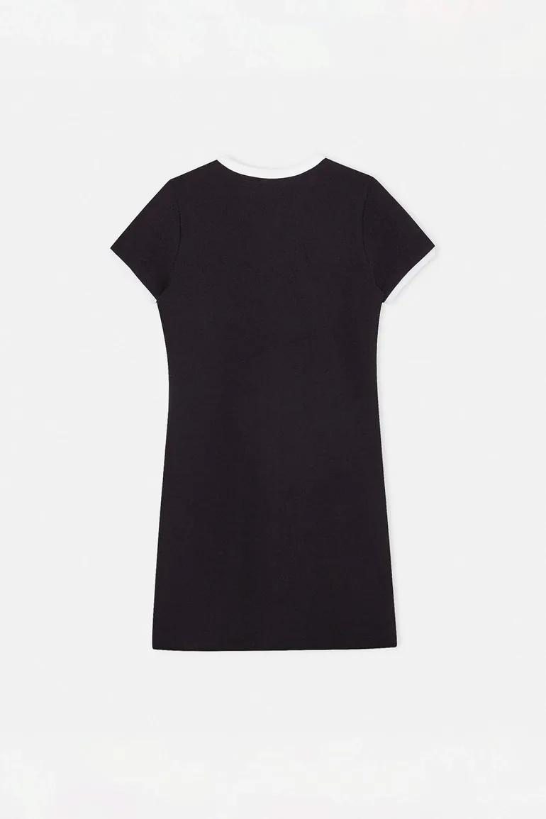 Black Short / Mini Printed Knitted Dress - 3