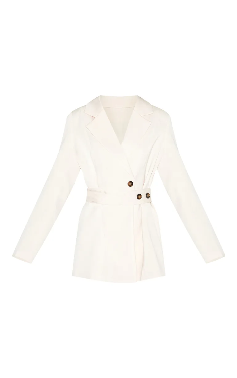 Almond Structured Belted Blazer Dress - 4