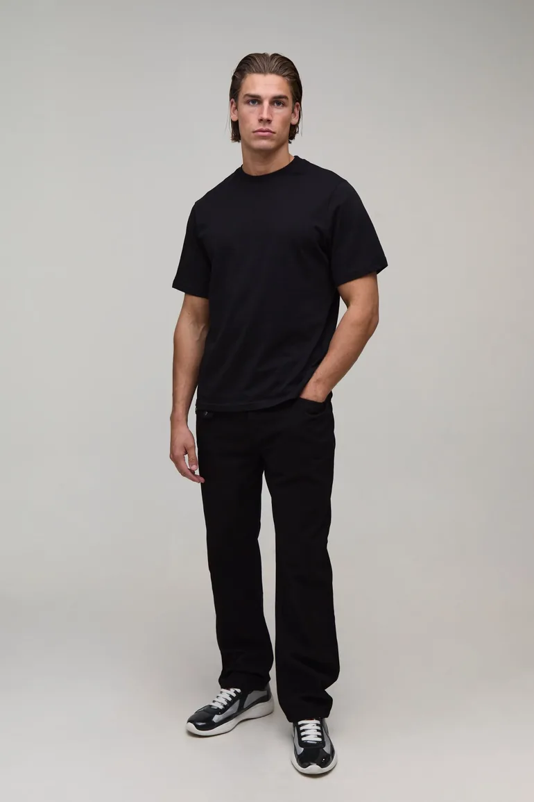Straight Fit Micro Pocket Cargo Trousers - black
