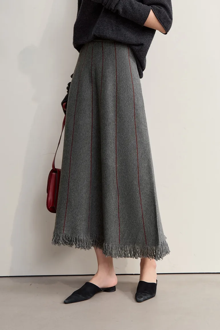 Fringed Raw - edge Skirt - 2