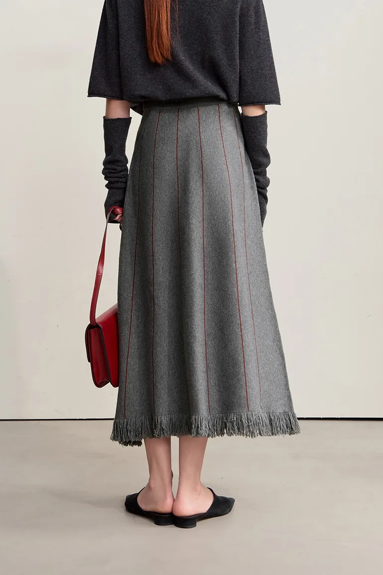 Fringed Raw - edge Skirt - 3