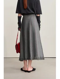 Fringed Raw - edge Skirt - 3