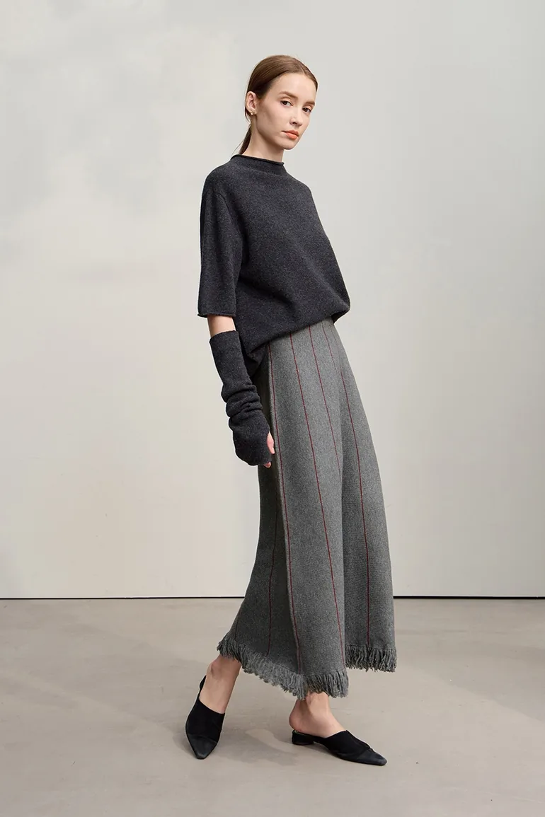 Fringed Raw - edge Skirt