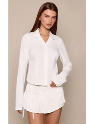 White Textured Pinstripe Frill Detail Cargo Skort
