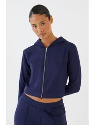 DSGN Studio Supersoft Boxy Zip Through Hoodie - navy