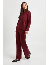 Soft Knitted Hoody and Wide Leg Trouser Co-Ord - burgundy - 2