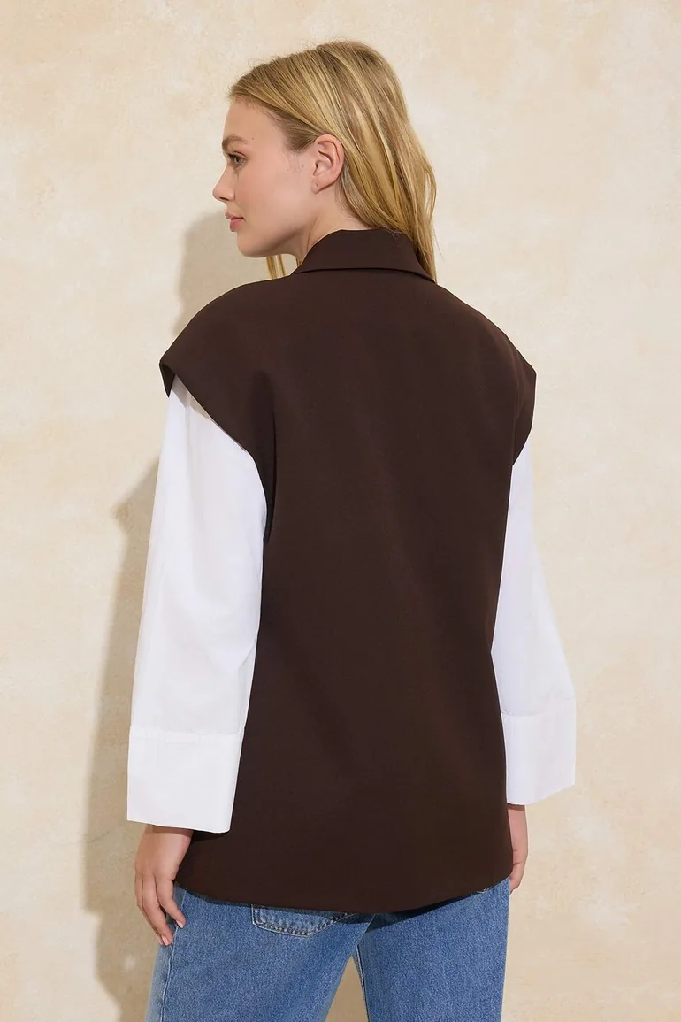 Brown Oversized Finike Plain Weave - 1