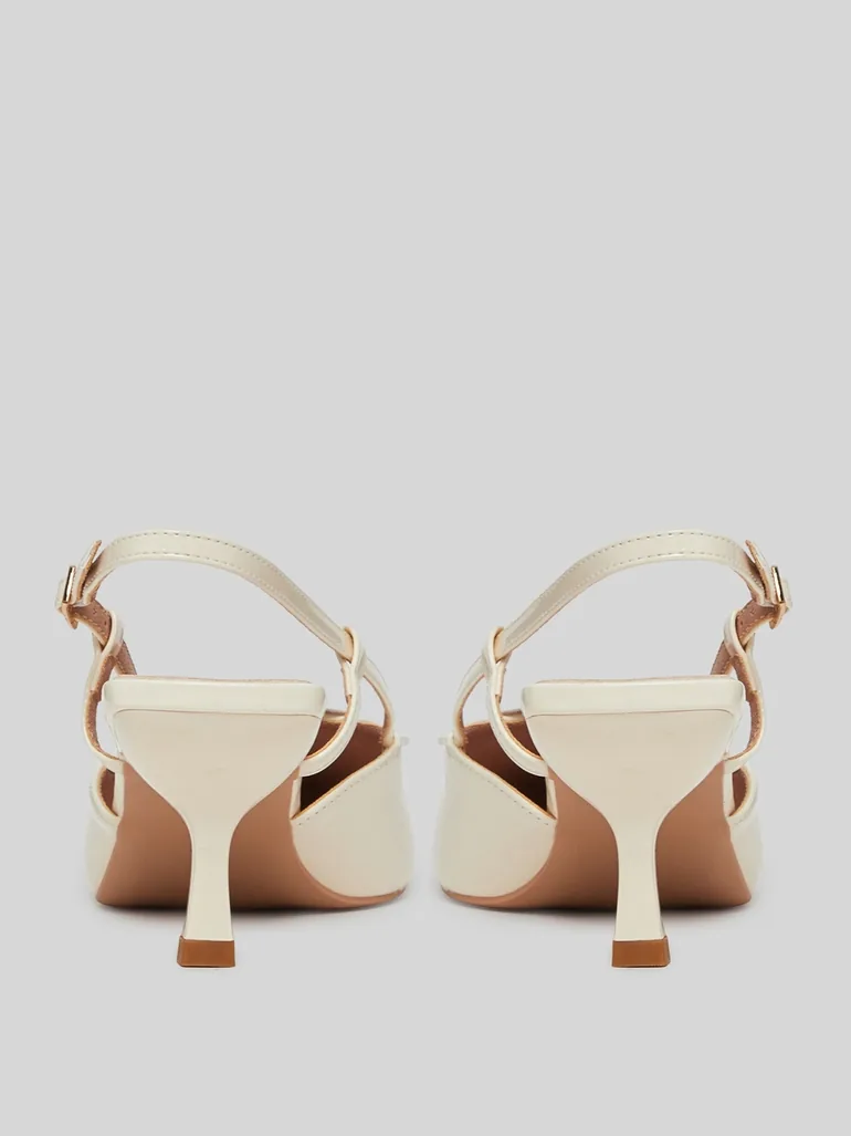 Beige Flower Details Slingback Sandals - 4