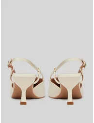 Beige Flower Details Slingback Sandals - 4