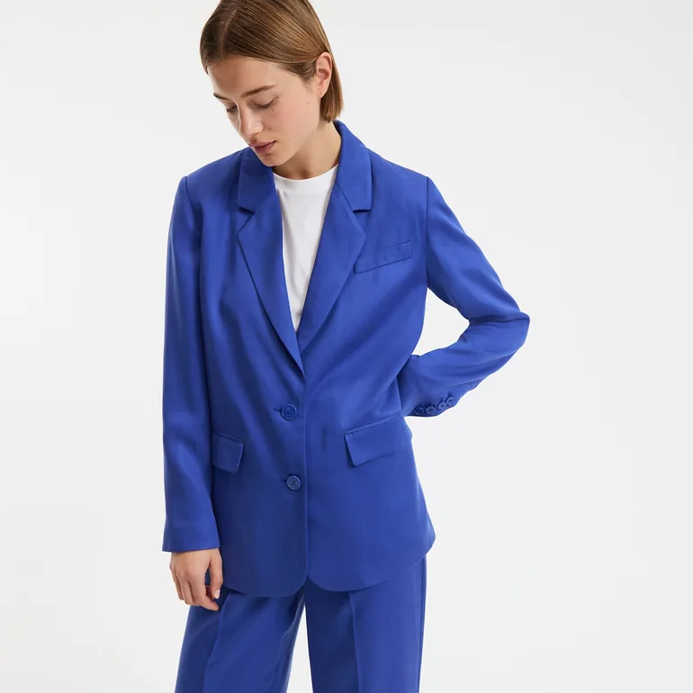 Tencelâ¢ Long Straight-Cut Blazer - 1