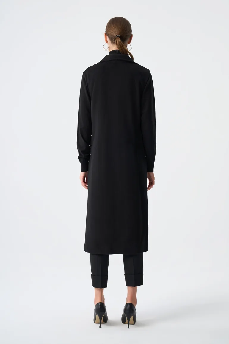 Mizalle Stitching Textured Long Vest with Accessory Detail - 3