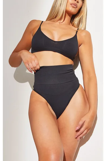 Black Shapewear High Waisted Control Thong