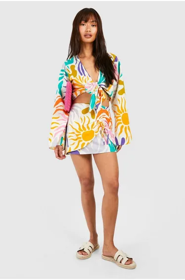 Bright Ruched Mini Skirt