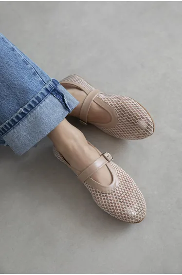 Carol Women's Mesh Detail Dantel Flats