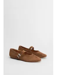 Tara Faux Suede Square Toe Ballet Pumps