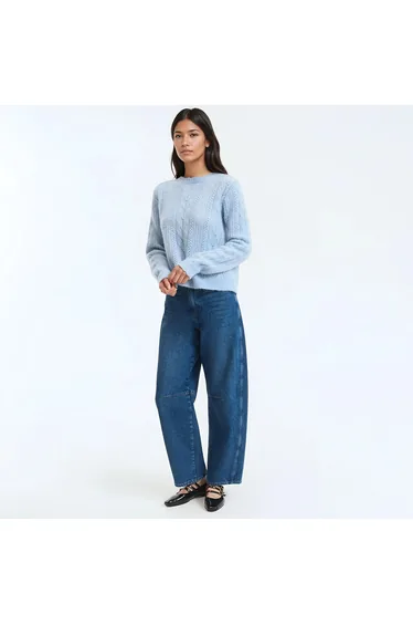 Wool and Alpaca Blend Pullover in Openwork Knit