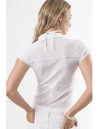 BUSEM Textured Knitted Short Sleeve Shirt with Buttons - 3