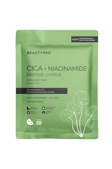 BEAUTYPRO CICA+NIACINAMIDE Blemish Control Face Sheet Mask 22ml