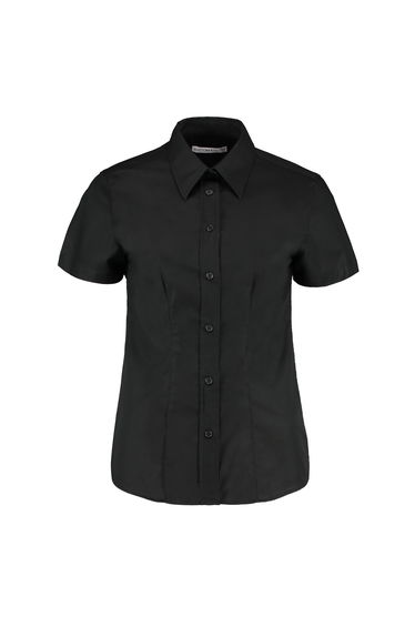 Kustom Kit Ladies Workwear Oxford Short Sleeve Shirt - Black
