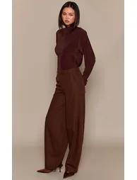 بلوزة فضفاضة بظهر منسدل بأكمام طويلة - بني - 2