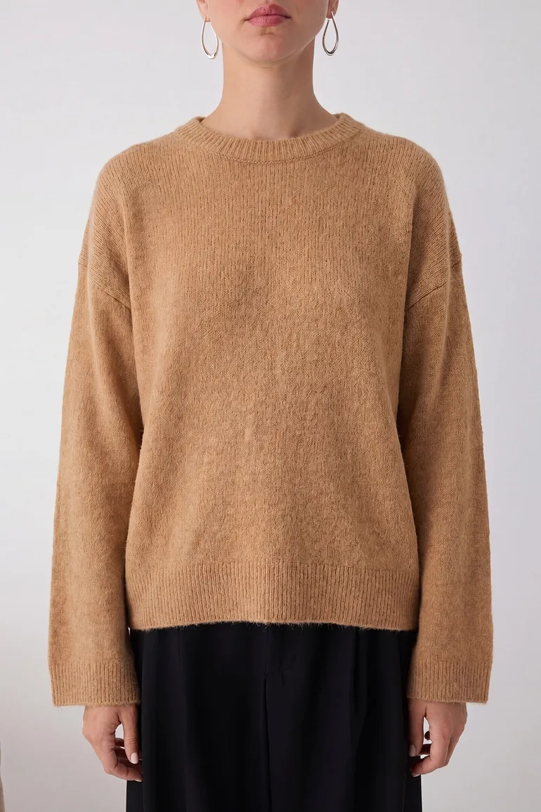 Wardrobe Essentials Mink Soft Textured Wide Fit Basic Knitwear Sweater - 3