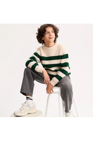 Striped Chunky Knit Crew Neck Jumper/Sweater