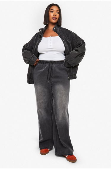 Plus Washed Elasticated Waist Jean - washed black product thumbnail 3