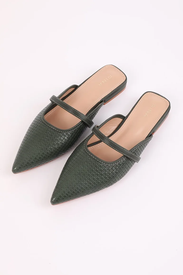 Pointed Toe Mule Flats - 1