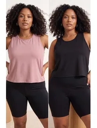 Black-Dry Rose 2-Piece Micro Fabric Knitted Plus Size Sports T-Shirt