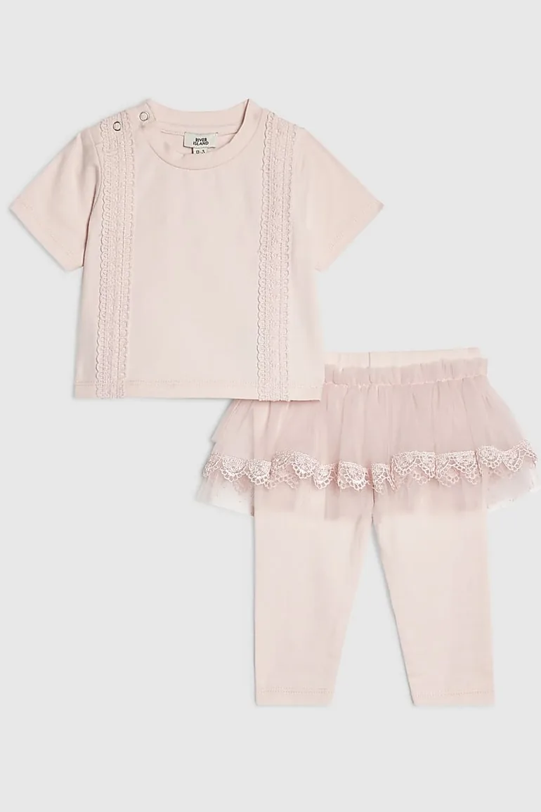 Baby Girls Pink Tulle Leggings Set
