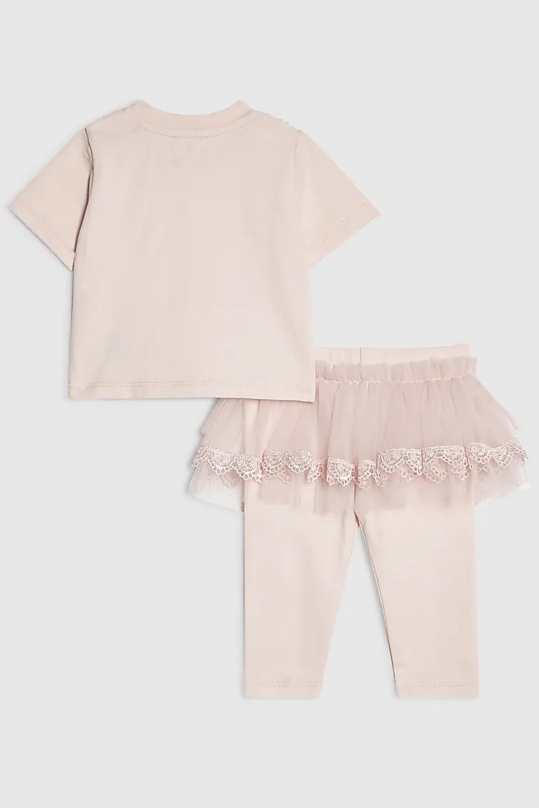 Baby Girls Pink Tulle Leggings Set - 1