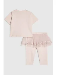 Baby Girls Pink Tulle Leggings Set - 1