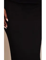 Black Towelling Fine Knit Maxi Skirt - 3
