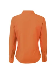 Premier Womens/Ladies Poplin Long Sleeve Blouse / Plain Work Shirt - Orange - 1
