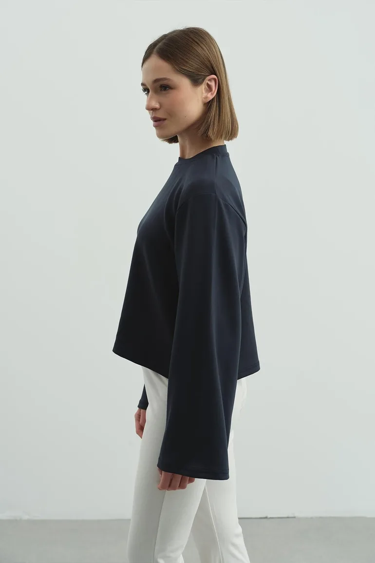 Oversize Basic Short Sweatshirt 981 - 1