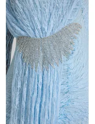 Lace Rhinestone Rivets Gathering Maxi Dress - 7
