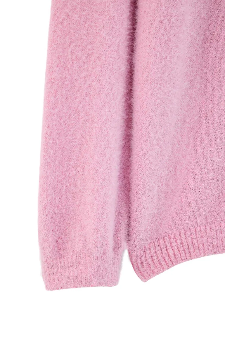 Wardrobe Essentials Light Pink Special Yarn Soft Feel Basic Knitwear Sweater - 2