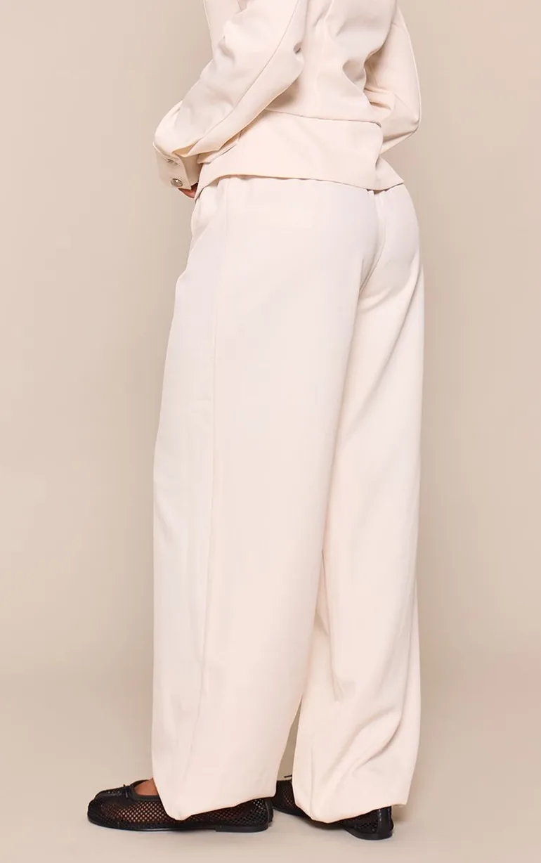Petite Cream Balloon Hem Woven Trouser Co-ord - 2