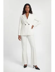 Petite Compact Stretch Satin Side Tailored Straight Leg Trouser