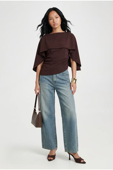 Cape Overlay Top - brown