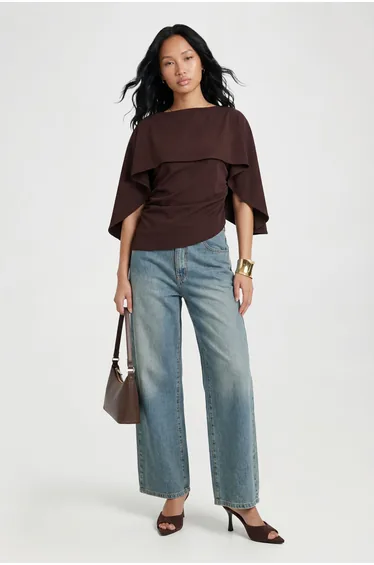 Cape Overlay Top - brown