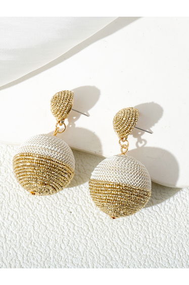 Two-Tone Woven Ball Drop Earrings