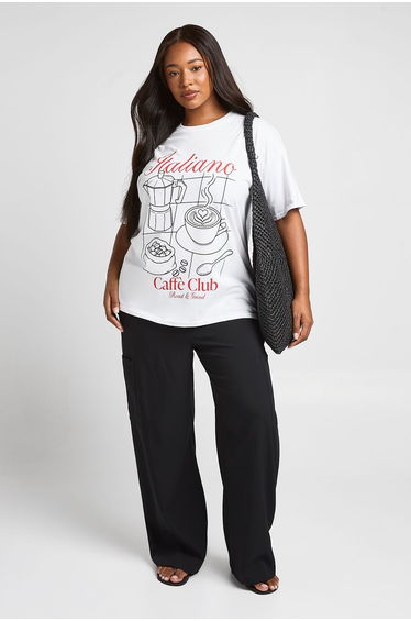 Plus Italiano Caffe Club Printed T Shirt - white