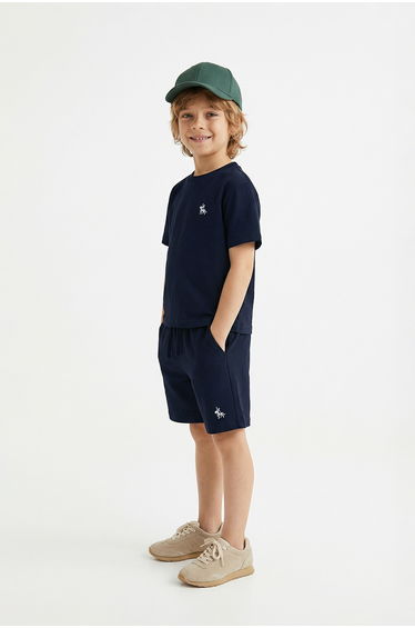 Navy Blue Plain Knitted Bottom - Top Set