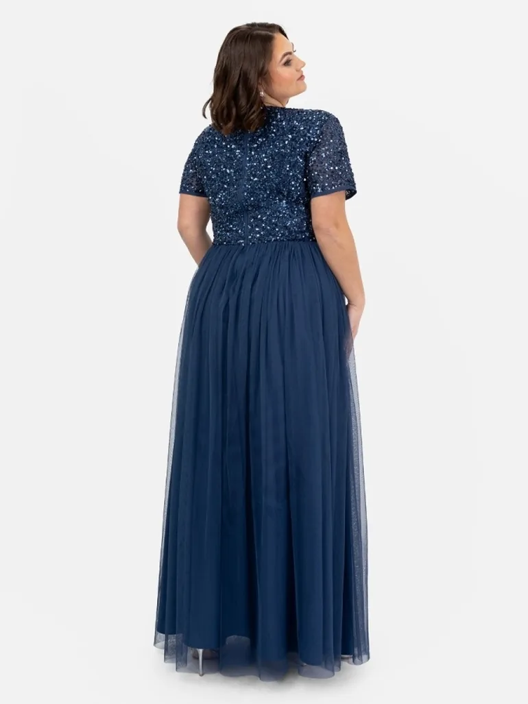 maya bridesmaid dress navy Navy Bridesmaid Dress Matte Satin Size 0X