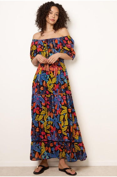 Bardot Tassel Tie Tiered Maxi Dress