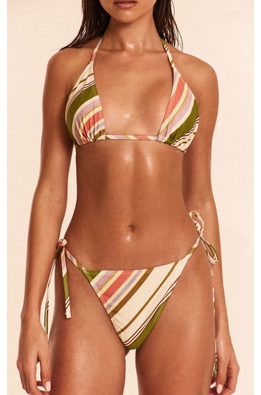 Multi Diagonal Stripe Tie Side Bikini Bottoms