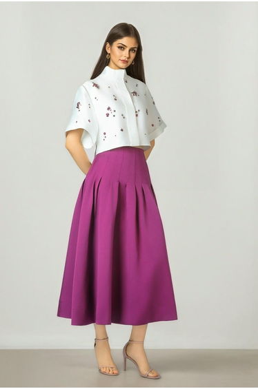 Pleated Waist A Line Skirt